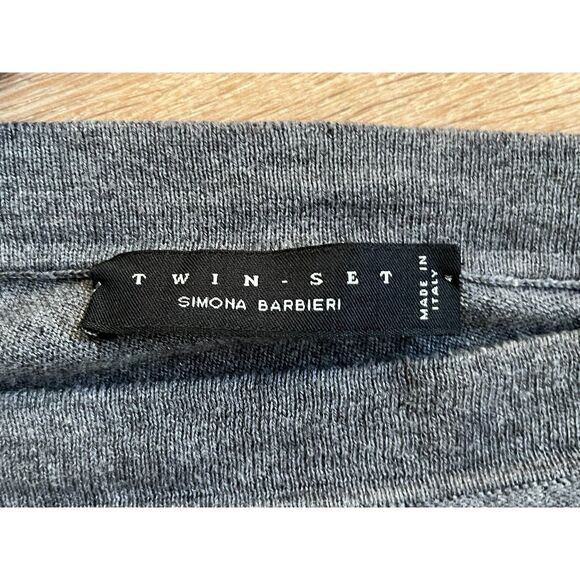 TWIN SET Simone Barbieri Gray Cashmere Blend Cardigan Sweater Women's Sz Medium - Picture 4 of 11